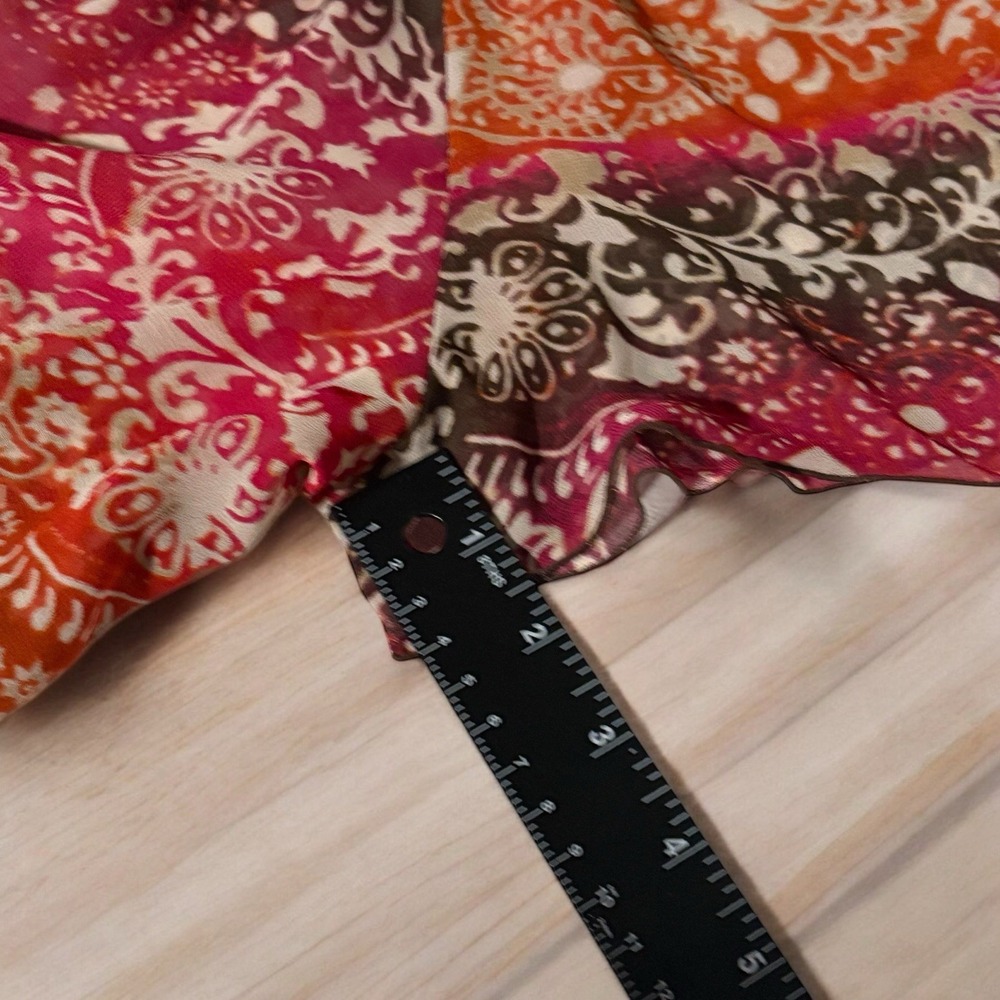 Fairycore East 5th Woman Blouse Orange Pink Elastic Waist Boho Peasant Top 1X - Picture 7 of 11